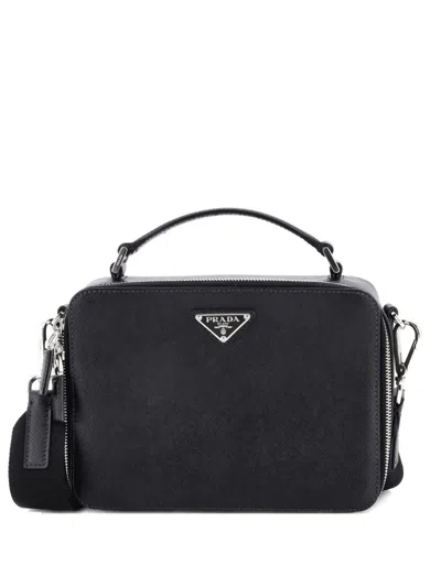 Pre-owned Prada Brique Saffiano Leather Small Crossbody Bag In Black