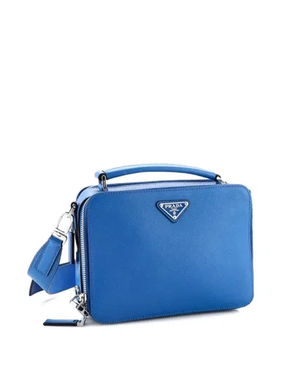 Pre-owned Prada Brique Saffiano Leather Small Crossbody Bag In Blue