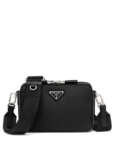 Prada Brique Saffiano Leather Bag In Black