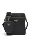 Prada Re-nylon And Leather Shoulder Bag In Black