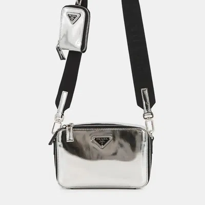 Pre-owned Prada Brique Shoulder Bag Silver Leather