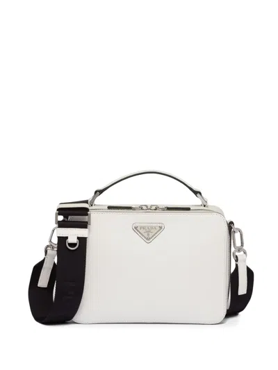 Prada Brique Medium Saffiano Leather Bag In White