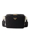 Prada Brique Triangle-motif Messenger Bag In Black