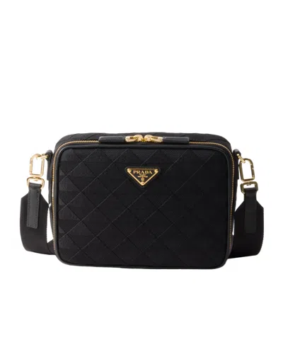 Prada Brique Triangle-motif Messenger Bag In Black