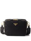 Prada Brique Triangle-motif Messenger Bag In Black