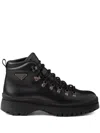 Prada Logo Leather Ankle Boots Boots And Ankle Boots Black In Black