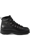 Prada Logo Leather Ankle Boots Boots And Ankle Boots Black In Black