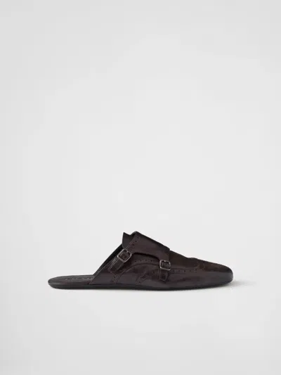 Prada Brogue-detail Leather Mules