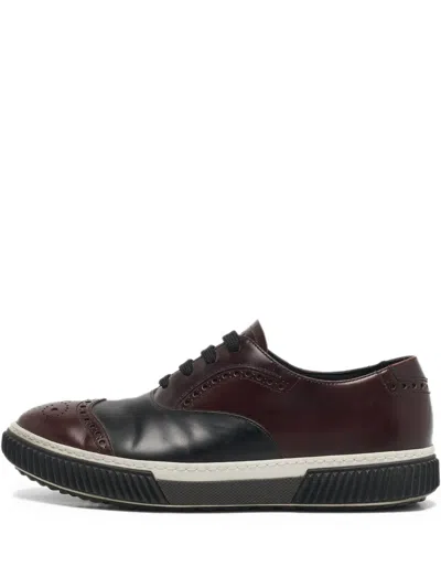 Pre-owned Prada Brogue-detail Sneakers In Red