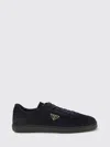 Prada Blue Calf Leather Bos Taurus Low Top Sneakers In Animal Print