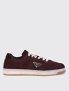 Prada Downtown Re-nylon And Suede Sneakers In Burgundy