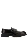 Prada Dark Brown Leather Chocolate Loafers In Black