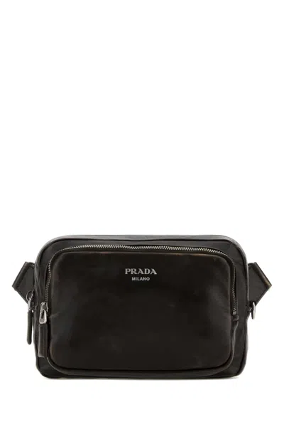 Prada Dark Brown Nappa Leather Crossbody Bag Moro Borse A Tracolla In Black