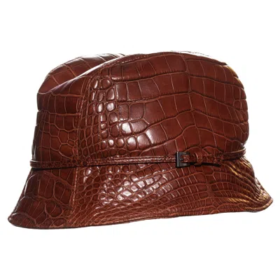 Pre-owned Prada Brown Alligator Bucket Hat, Fw 2003