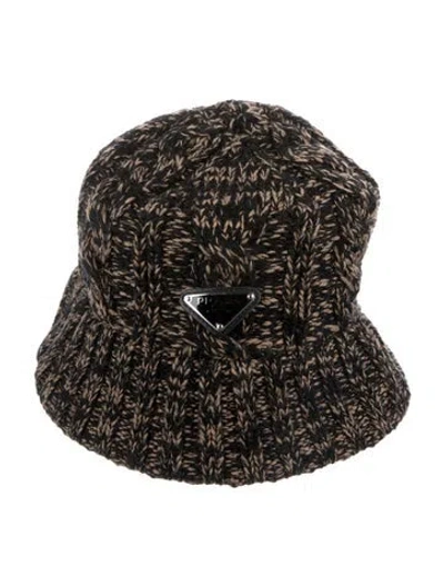 Pre-owned Prada Brown And Black Virgin Wool  Knit Beanie In Multi