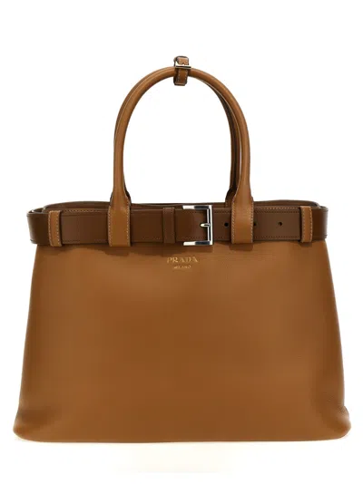 Prada Brown Buckle Large Handbag