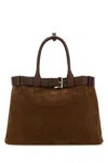 Prada Structured Handbag Buckle Detail In Brown