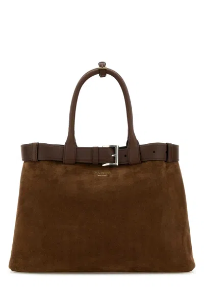 PRADA BROWN BUCKLE LARGE TOTE