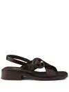 Prada Heel Buckle Glossy Open Toe Sandals In Gray