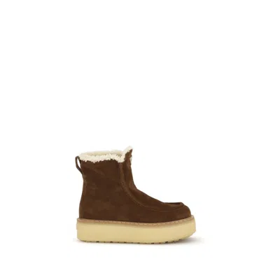 PRADA BROWN CALF LEATHER BOS TAURUS ANKLE BOOTS