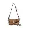Prada Brown Calf Leather Bos Taurus Shoulder Bag In Multi