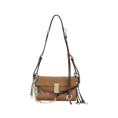 Prada Brown Calf Leather Bos Taurus Shoulder Bag In Multi
