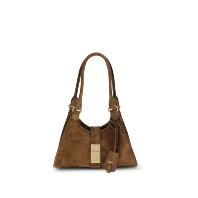 Prada Brown Calf Leather Bos Taurus Shoulder Bag
