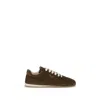 Prada Brown Calf Leather Bos Taurus Sneakers In Brown