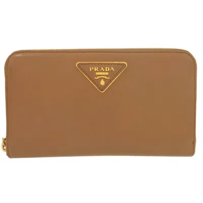 Pre-owned Prada Brown Camel Leather Long Wallet (bi-fold) () In Brown, Camel