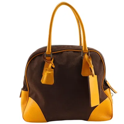 Pre-owned Prada Brown Canvas Boston Bag Tote Bag ()