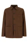 Prada Canvas Jacket Collared Chest And Front Pockets In Brown