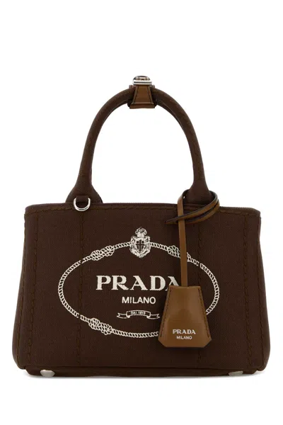 Prada Brown Canvas Mini  Jardiniã¨re Handbag