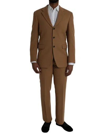 Prada Cashmere Two Piece Single Breasted Suit In Brown