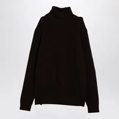 Prada Brown Cashmere Blend Turtleneck Sweater Men