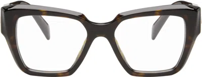 Prada Brown Cat Eye Acetate Glasses In Black