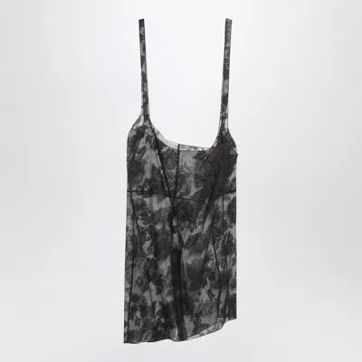 Prada Brown Chantilly Lace Midi Skirt With Straps In Black