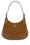 Prada Triangle-logo Leather Shoulder Bag In Brown