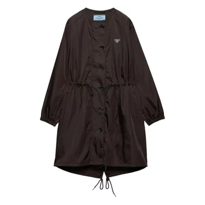 Prada Long Sleeve Windbreaker In Brown