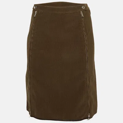 Pre-owned Prada Brown Corduroy Pencil Skirt S
