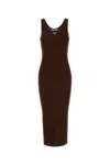 Prada Bodycon Midi Dress Scoop Neckline In Burgundy