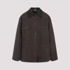Prada Canvas Cotton Jacket Leather Collar In Brown