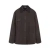 Prada Canvas Cotton Jacket Leather Collar In Brown