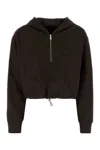 Prada Reversible Drawstring Hem Cotton Sweatshirt In Brown