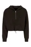 Prada Reversible Drawstring Hem Cotton Sweatshirt In Brown