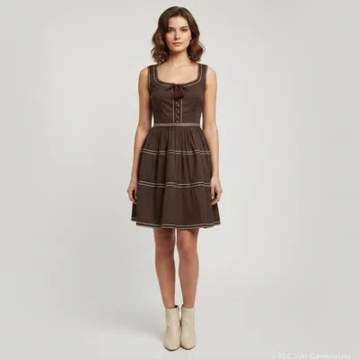 Pre-owned Prada Brown Cotton Sleeveless Flared Lace-up Mini Dress S