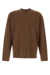 Prada Crew Neck Long Sleeves Plain T-shirt In Brown