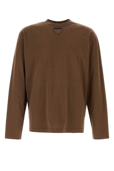 PRADA BROWN COTTON T-SHIRT