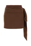 Prada Minigonna In Crepe Marrone  Donna In Caffe