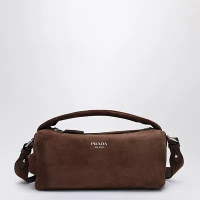 Prada Suede Leather Shoulder Bag In Coffee