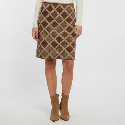 Pre-owned Prada Brown Diamond Grid Suede Short Skirt M